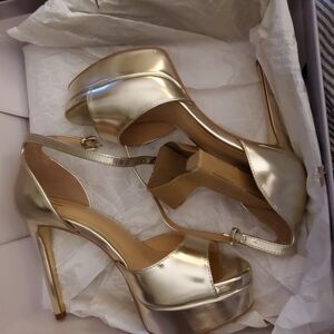 COPY - JLO by Jennifer Lopez Womens Idolina Gold Ankle Strap Heels